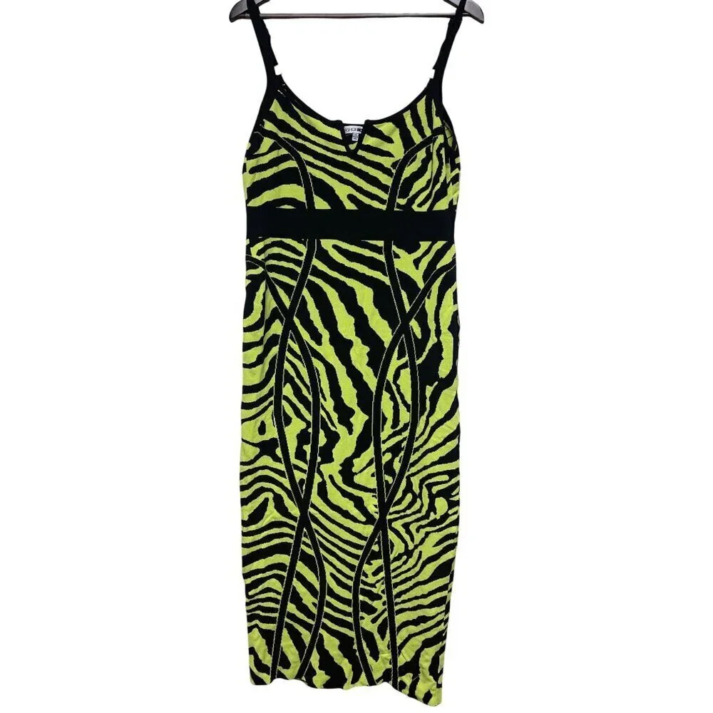 Fashion Nova Women's Wild Thing Lime Black Sweater Dress Knit Size 2X - Picture 2 of 10